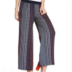 Sanctuary Women’s Navy Blue Patterned Wide Leg Pants, Size Small